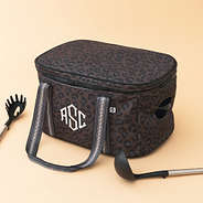 sable cheetah monogrammed slow cooker carrier with utensils