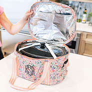 inside of coral floral monogrammed crockpot carrier