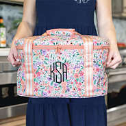 personalized slow cooker carrier in coral floral