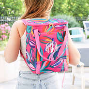 backpack cooler in pink island sunset on back