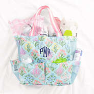 large caddy in floral lattice as diaper bag