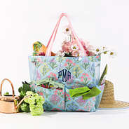 monogrammed large caddy with gardening tools