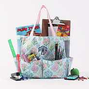 monogrammed large caddy with school supplies