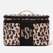 monogrammed train case in classic cheetah