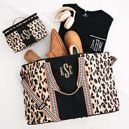 monogrammed train case and weekend bag classic cheetah