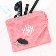 personalized terry pink leopard wristlet