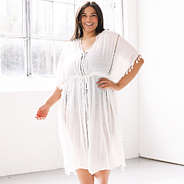 caftan white cover up on plus size model