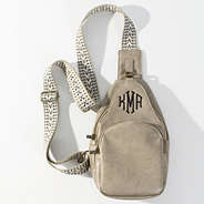 Monogrammed Sling Purse in Taupe