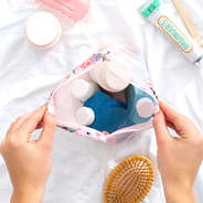 inside of coral floral shower bag