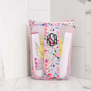 coral floral shower bag