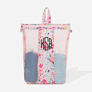 monogrammed shower bag in coral floral