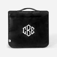 Monogrammed Packable Hanging Travel Case in Black