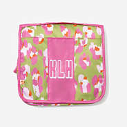 Monogrammed Packable Hanging Travel Case in Petal Leopard