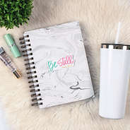 Be Still Sticker on Marble Notebook