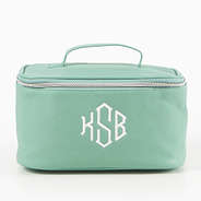 Monogrammed Travel Train Case in Mint