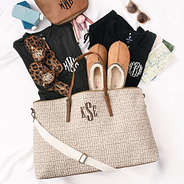 personalized khaki pebbles weekender packed