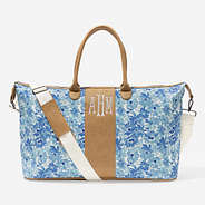 monogrammed charleston weekender in blue botanical