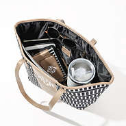 black stripes canvas tote bag inside shot