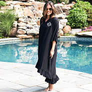 black ruffle cover up on peyton - full body