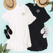 black and white personalized ruffle cover ups