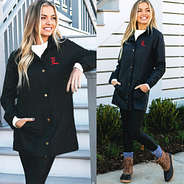 Louisville black rain jacket outside