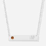 Monogrammed Birthstone Bar Necklace for November