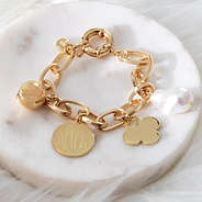 Monogrammed Link Charm Bracelet on marble dish
