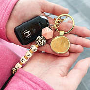 monogrammed mama leopard pink keychain with keys