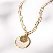 Monogrammed Layered Shell Necklace in gold