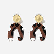 Monogrammed Leopard Arch Earrings