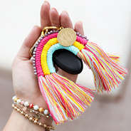 monogrammed rainbow key chain on car key fob