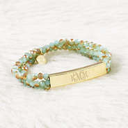 turquoise beaded bar bracelet on fur