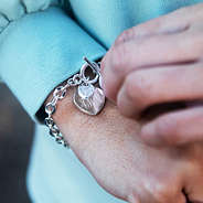 Monogrammed Heart Bracelet on wrist
