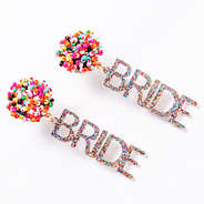 bride statement earrings on marble
