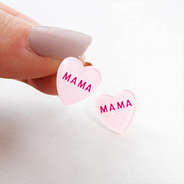 Mama Heart Studs in hand