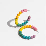 beaded hoop earring in rainbow