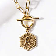 a initial necklace close up