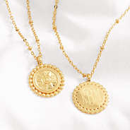 monogrammed gold sunshine necklace front and back