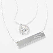 monogrammed compass necklace in silver