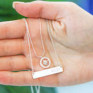 silver compass monogrammed necklace