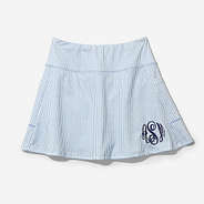 Monogrammed Skort in Navy Seersucker