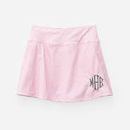 monogrammed skort in pink seersucker