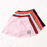 6 monogrammed skorts with pink seersucker