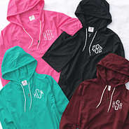 hot pink teal black and crimson monogrammed pullover rain jackets