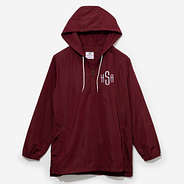 monogrammed pullover rain jacket in crimson