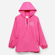 monogrammed pullover rain jacket in hot pink