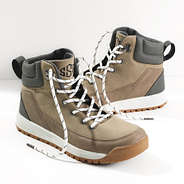 brown hiking boots in studio updated laces