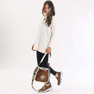 personalized suede crossbody with aztec strap and handles