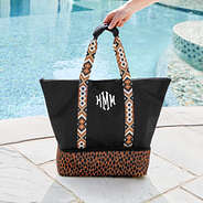 personalized sienna cooler tote at pool