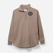Monogrammed Quarter Zip Sweatshirt in Taupe